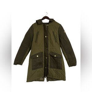 Guess Army Style Two Tone Jacket| Zip and  Snap Hood Pockets Size M